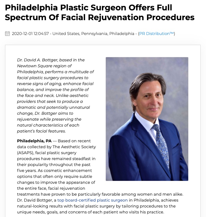 Philadelphia Plastic Surgeon Offers an Array of Cosmetic Facial Procedures